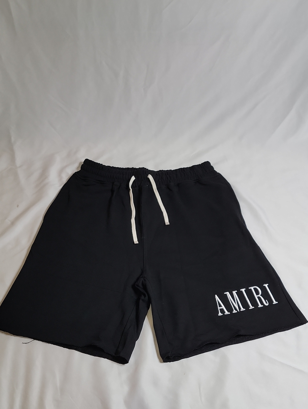 AMIRI Black Athletic Drawstring Shorts with White Logo